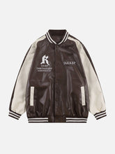 PU-Jacke mit Gothic-Buchstaben